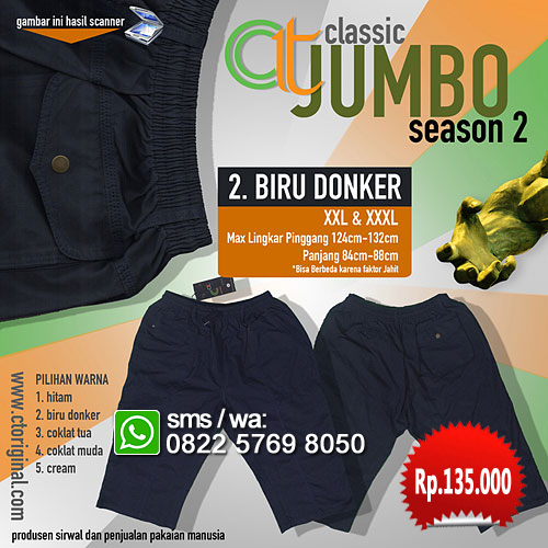 Sirwal Ct Original classic JUMBO - Biru Donker