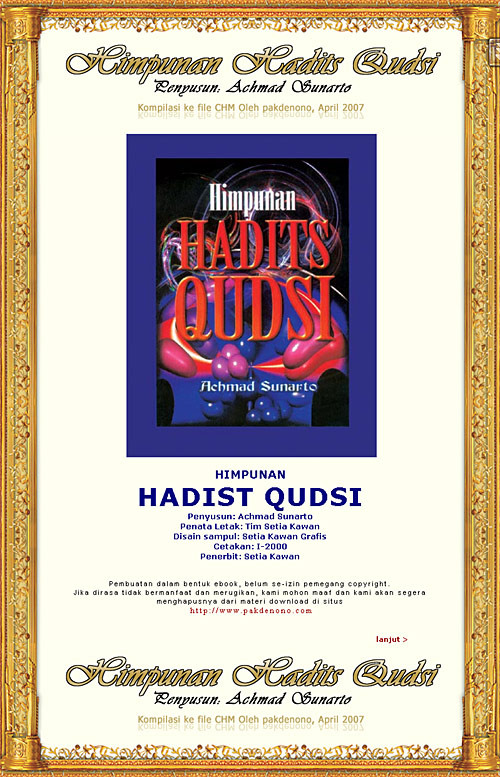 Ebook chm HIMPUNAN HADIS QUDSI. Download gratis di www.pakdenono.com